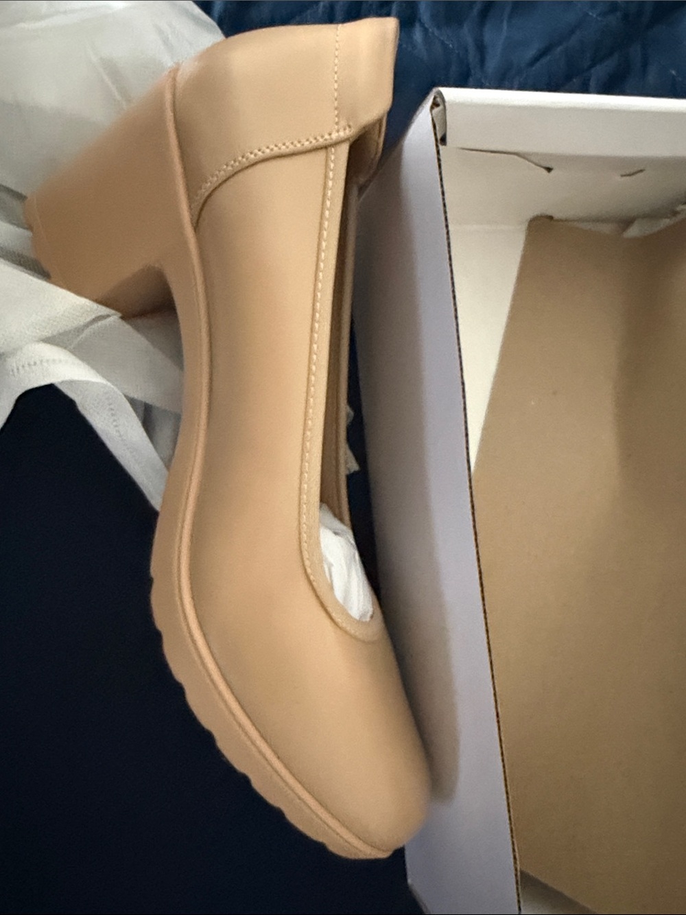 Dream Pairs Nude Block Heel Pumps - Versatile Almond Toe